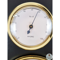 28.5cm Black & Brass Weather Station With Barometer Thermometer & Hygrometer By FISCHER image
