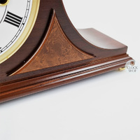 21cm Walnut Mechanical Tambour Mantel Clock With Westminster Chime & Burlwood Inlay By AMS image