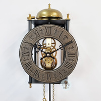 60cm Black & Brass Mechanical Skeleton Wall Clock With Bell Strike By AMS  image