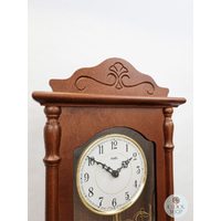 68cm Walnut Battery Chiming Wall Clock With Decorative Door By AMS image