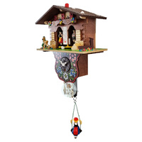 Swiss Weather House Mechanical Chalet Clock With Swinging Doll 20cm By TRENKLE image