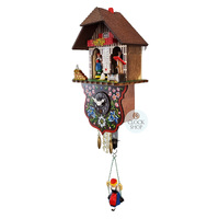 Swiss Weather House Mechanical Chalet Clock With Swinging Doll 21cm By TRENKLE image