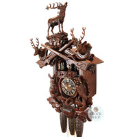 Before The Hunt 8 Day Mechanical Carved Cuckoo Clock With Deer 52cm By HÖNES image