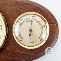 31cm Walnut Weather Station With Barometer Thermometer & Hygrometer By FISCHER (Small Blemish) image