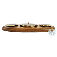 31cm Oak Weather Station With Barometer Thermometer & Hygrometer By FISCHER image