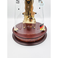 35cm Mahogany Mechanical Skeleton Table Clock With Glass Dome & Bell Strike By HERMLE image