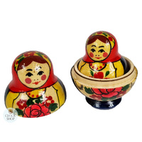 Semenov Russian Dolls Small- Red Scarf & Blue Dress 7cm (Set Of 5) image