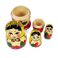 Semenov Russian Dolls- Yellow Scarf & Red Dress 7cm (Set Of 3) image