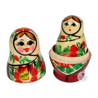 Kirov Russian Dolls- White Scarf & Red Dress 10cm (Set Of 5) image