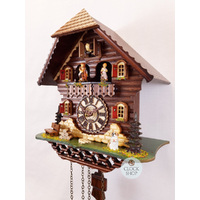 Black Forest Battery Chalet Cuckoo Clock With Dancers 32cm By TRENKLE image