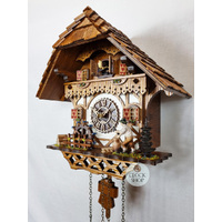 Wood Chopper & Water Wheel Battery Chalet Cuckoo Clock 34cm By TRENKLE image