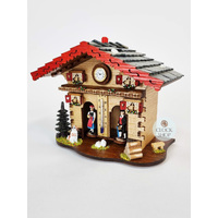 18cm Chalet Weather House With Dog & Small Clock By TRENKLE image