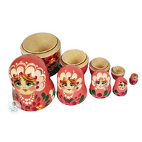 Floral Russian Dolls- Pink & Green 10cm (Set Of 5) image