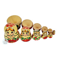 Kirov Russian Dolls- White Scarf & Red Dress 12cm (Set Of 6) image