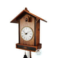 Walnut 8 Day Mechanical Modern Chalet Cuckoo Clock 33cm By ROMBA image