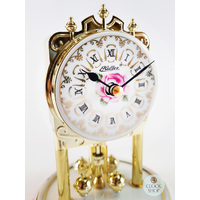 16cm White & Gold Porcelain Anniversary Clock With Floral Detail By HALLER image
