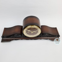 27cm Walnut 1930s Antique Look Mechanical Tambour Mantel Clock With Westminster Chime & Detailed Carvings By AMS  image
