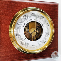 38cm Mahogany Nautical Weather Station With Quartz Time & Tide Clock & Barometer By FISCHER image