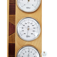 34cm Beech Weather Station With Thermometer Barometer & Hygrometer With Timber Inlay By FISCHER image
