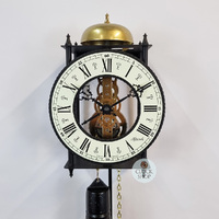 62cm Black & Brass Mechanical Skeleton Wall Clock With Bell Strike By HERMLE  image