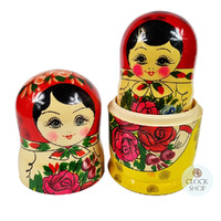 Semenov Russian Dolls- Red Scarf & Yellow Dress 26cm (Set Of 10) image