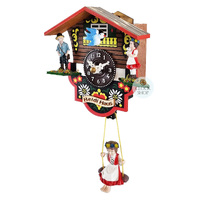 Swiss Heidi House Battery Chalet Clock With Swinging Doll 12cm By TRENKLE image