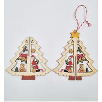 11cm Wooden 3D Tree Hanging Decoration- Assorted Designs image