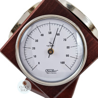 15cm Mahogany Weather Station Cube With Barometer Thermometer & Hygrometer By FISCHER image