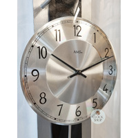 84cm Black & Silver Pendulum Wall Clock With Slate Inlay By AMS image