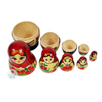 Kirov Russian Dolls- Red Scarf & Purple Dress 10cm (Set Of 5) image