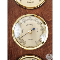 26cm Walnut Weather Station With Barometer, Thermometer & Hygrometer By FISCHER image