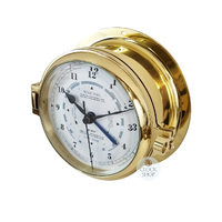 16cm Polished Brass Quartz Time & Tide Clock By FISCHER image