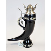 Viking Drinking Horn With Viking Helmet Lid 0.5L By KING image