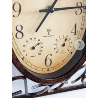 31cm Wrought Iron Indoor / Outdoor Wall Clock With Weather Dials By AMS  image