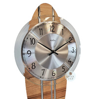 54cm Dark Beech Oblong Pendulum Wall Clock With Silver Highlights & Dial By AMS image