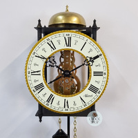 62cm Black Mechanical Skeleton Wall Clock With Bell Strike & Brass Features By HERMLE image