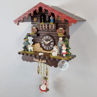 Heidi House Battery Chalet Clock With Swinging Doll & Dancers 17cm By TRENKLE image