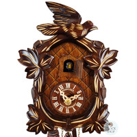 4 Leaf & Bird 1 Day Mechanical Carved Cuckoo Clock 20cm By SCHNEIDER image