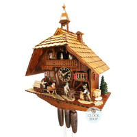 Lumberjack & Horse Logger 8 Day Mechanical Chalet Cuckoo Clock 56cm By SCHNEIDER image