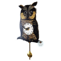 Dark Brown Owl Battery Clock With Moving Eyes 15cm By ENGSTLER image
