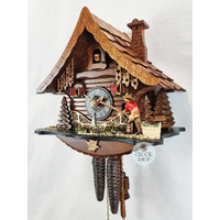 Fisherman with Moving Arm 1 Day Mechanical Chalet Cuckoo Clock 30cm By ENGSTLER image