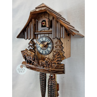Horse & Logger 1 Day Mechanical Chalet Cuckoo Clock 21cm By ENGSTLER image