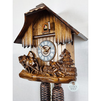 Horse & Logger 8 Day Mechanical Chalet Cuckoo Clock 28cm By ENGSTLER image