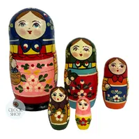 Zagorsk Village Floral Russian Dolls 17cm (Set Of 5) - Assorted Designs image