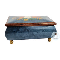 Blue Wooden Musical Jewellery Box With Floral Inlay- Large (Tchaikovsky-Waltz Of The Flowers) image