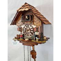 Black Forest Couple Battery Chalet Cuckoo Clock 25cm By TRENKLE image