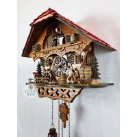 Beer Drinker & Waterwheel Battery Chalet Cuckoo Clock With Dancers 30cm By TRENKLE image