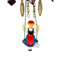 5 Leaf & Bird Battery Carved Kuckulino With Swinging Doll 18cm By TRENKLE image