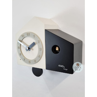 Black & White Modern Battery Cuckoo Clock 18cm By AMS image