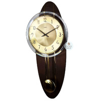 54cm Walnut & Gold Oblong Pendulum Wall Clock By AMS image
